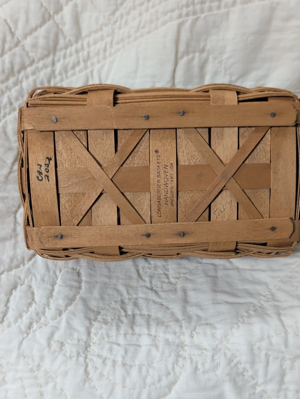 Longaberger 2002 Tree Trimming Basket with Liner Green Red